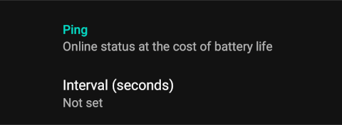 Custom Ping settings interface